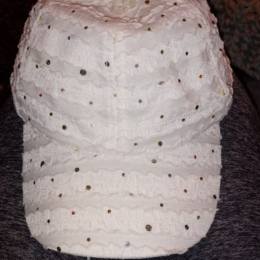 White with sequin hat